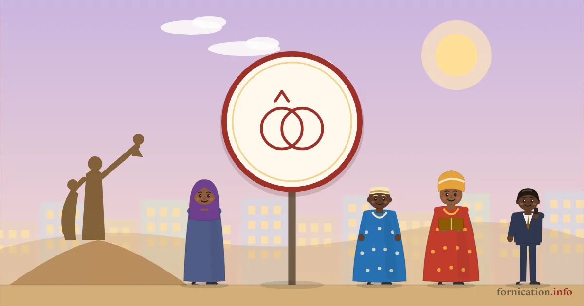 Illustration : un médaillon avec deux alliances, devant le monument de la Renaissance africaine à Dakar, entouré de passants d'aujourd'hui