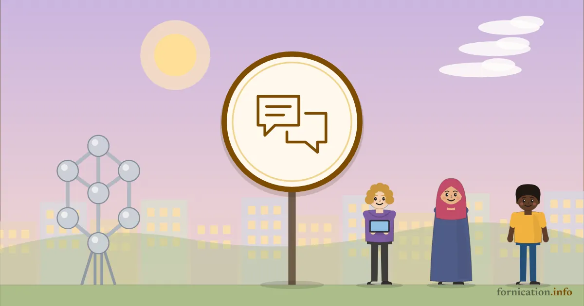 Couverture illustrée : des bulles de dialogue sur une carte (Belgique)